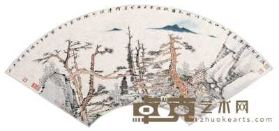 薛亮 2002年作 寒江秋树图 扇面 22×59cm